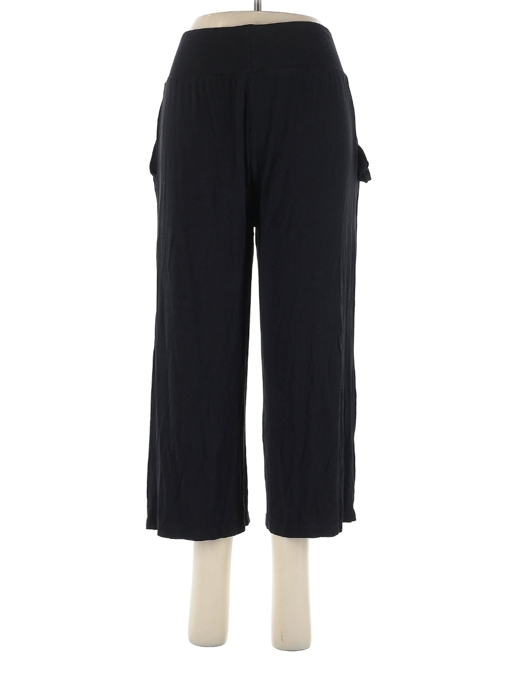 Cropped Wide-Leg Knit Pants in Black